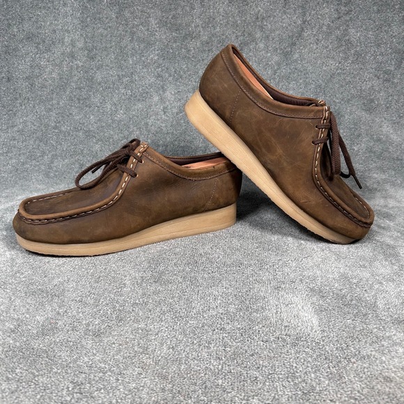 Clarks Collection Moc Toe Crepe Sole Casual Shoes Women 9.5 Brown Wallabee Style - Picture 7 of 11